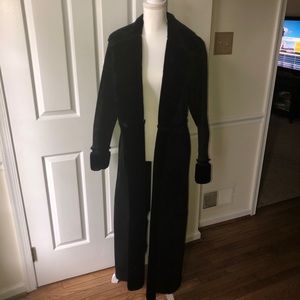 Floor length faux sued coat